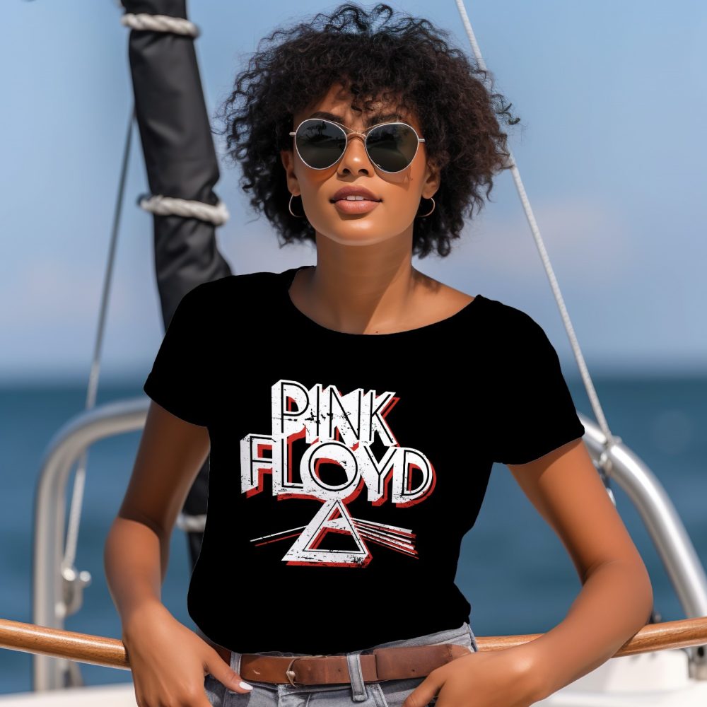 T-shirt Femme Pink Floyd avec un design de Pink Floyd Triangle blanc