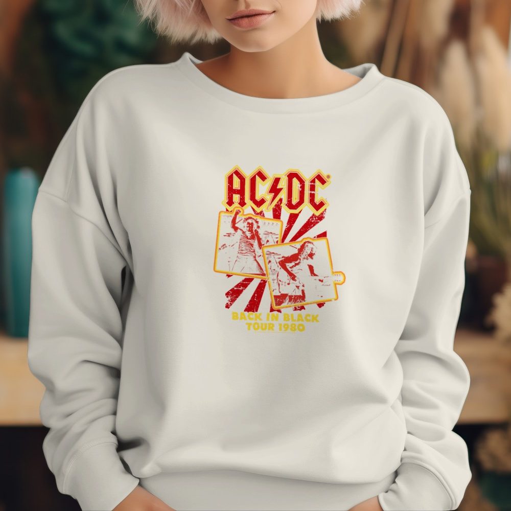 Sweat-shirt à capuche Femme ACDC avec un design de ACDC Black in Black Tour 1980