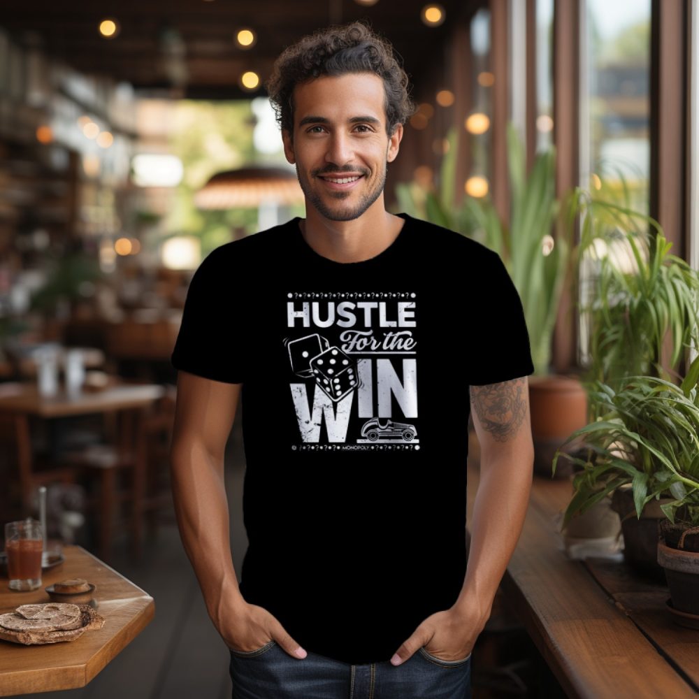 T-shirt Homme Monopoly avec un design de Monopoly Hustle For The Win blanc