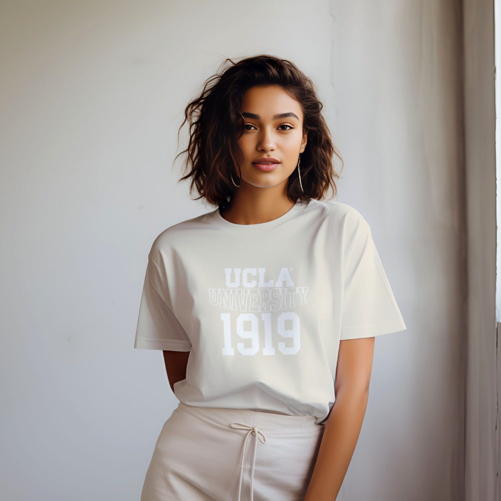 T-shirt bio oversize Femme UCLA avec un design de UCLA University 1919 blanc