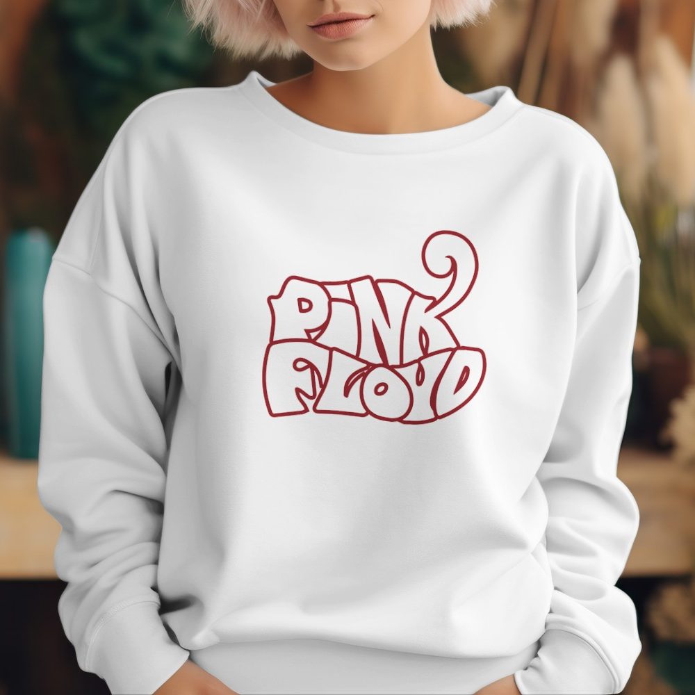 Sweat oversize coton bio Femme Pink Floyd avec un design de Pink Floyd Wavy contour rouge