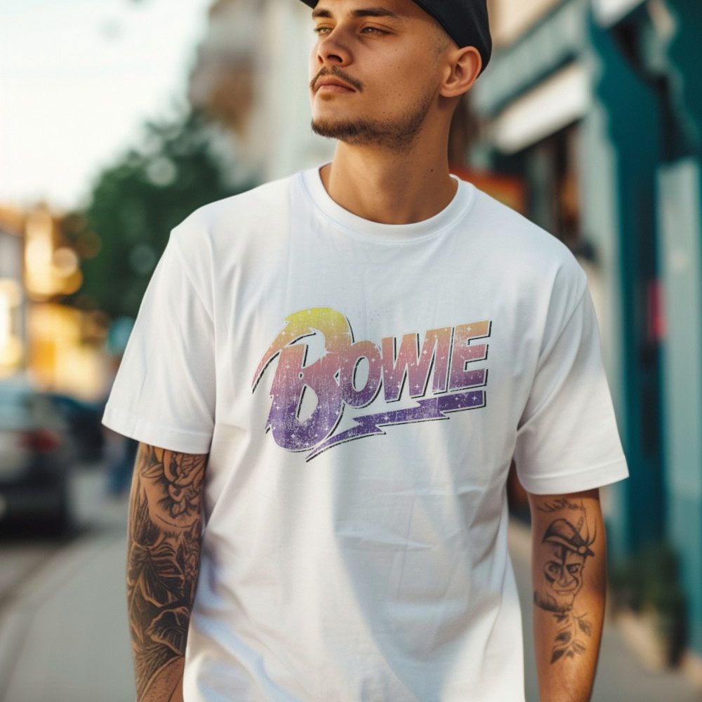 T-shirt homme Femmes avec un design de Bowie Dégradé jaune violet