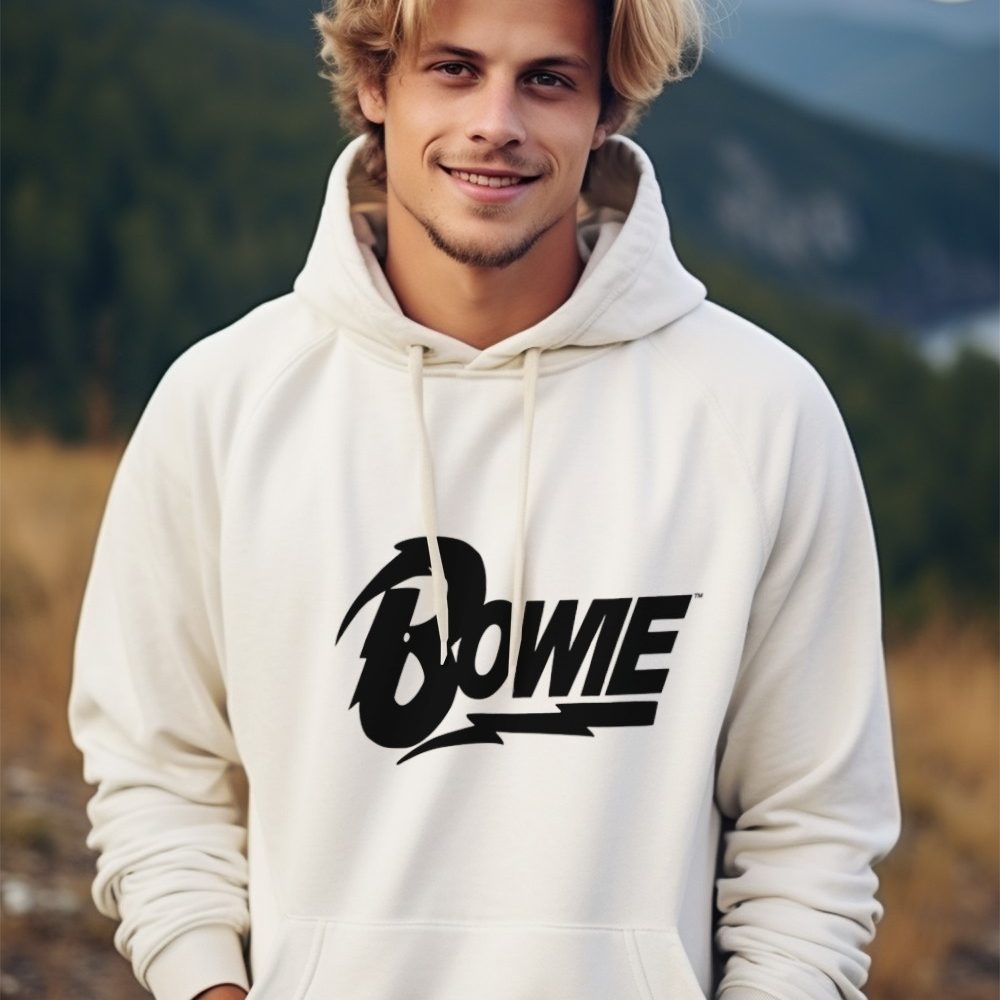 Sweat-shirt à capuche homme Femmes avec un design de Bowie noir