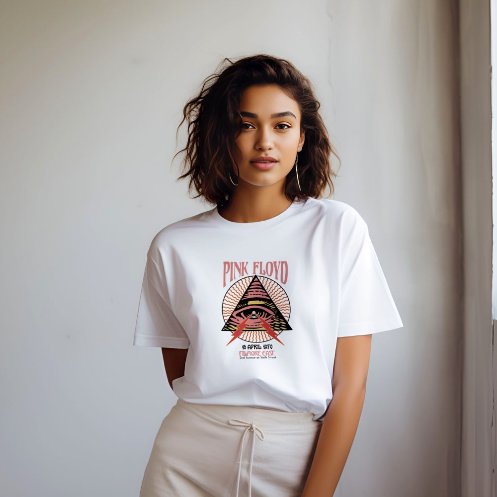 T-shirt oversize coton bio Femme Pink Floyd avec un design de Pink Floyd Fillmore East noir