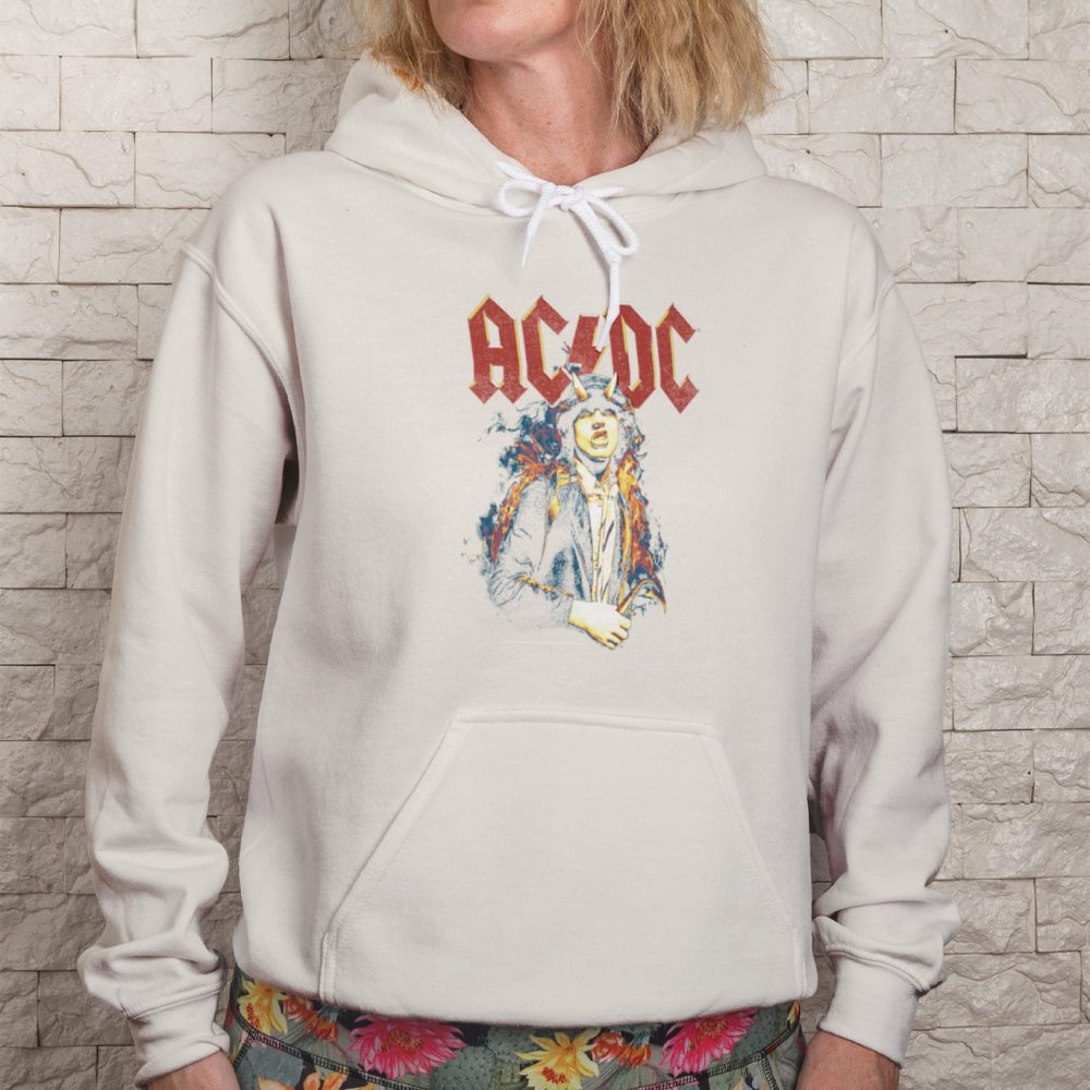 Sweat-shirt à capuche femme ACDC avec un design de ACDC Flamme clair