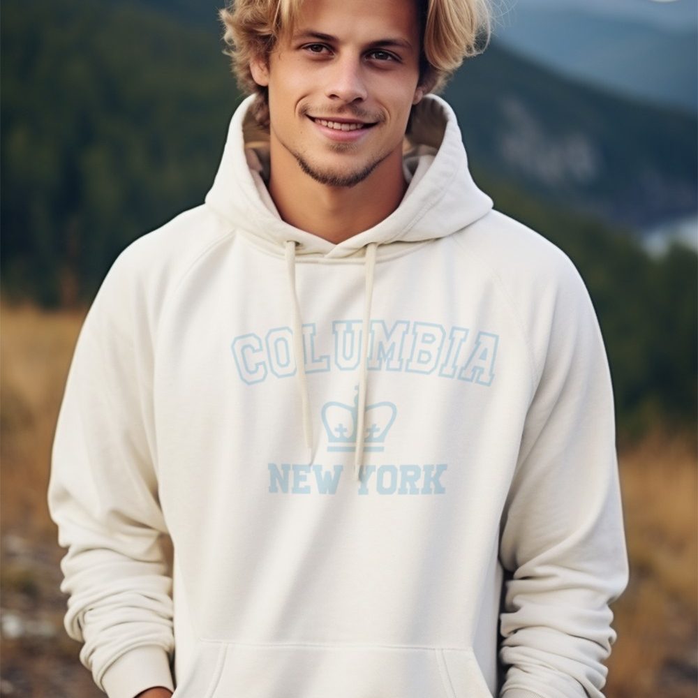 Sweat-shirt à capuche Homme Columbia avec un design de Columbia New York bleu ciel