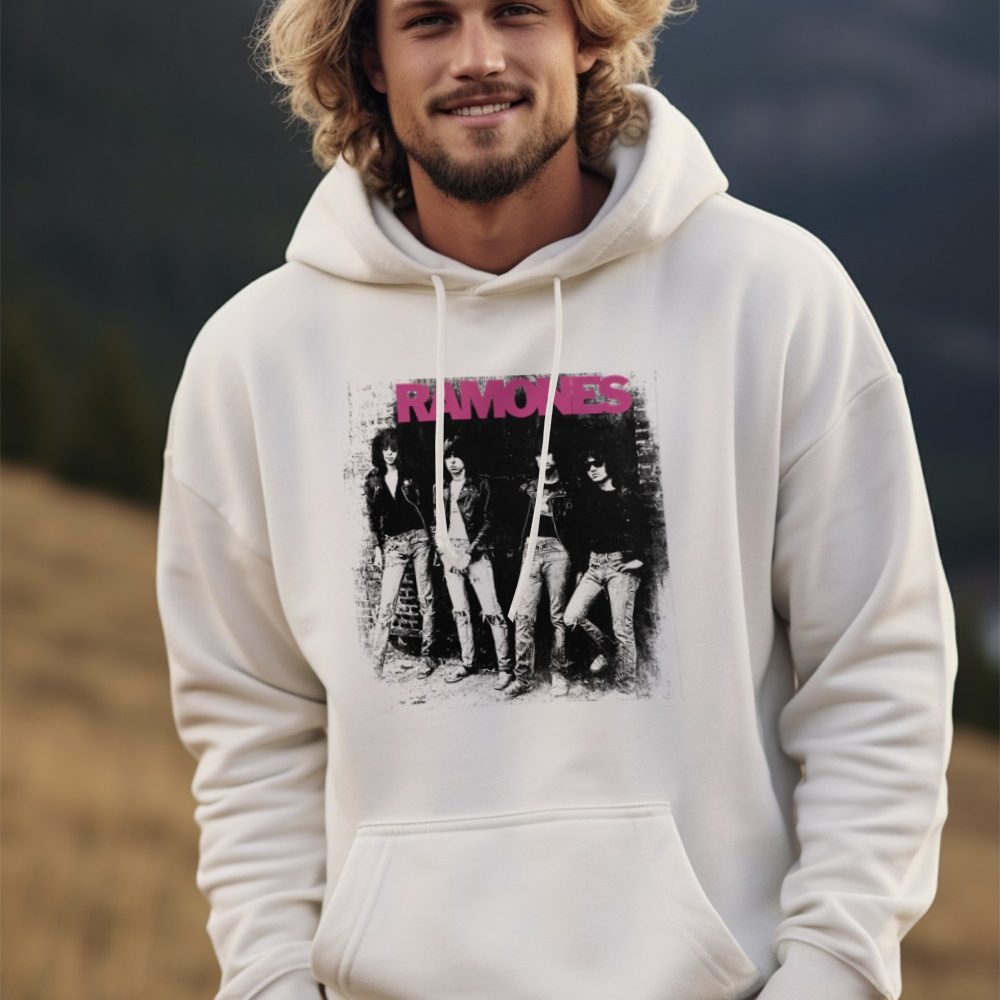 Sweat-shirt à capuche homme Ramones avec un design de Ramones Groupe noir