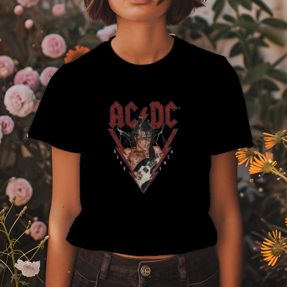 T-shirt femme ACDC avec un design de ACDC Live 1974 blanc