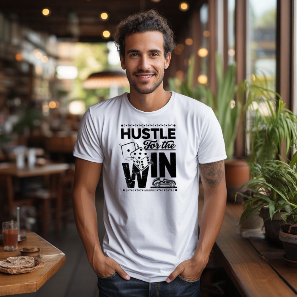 T-shirt Homme Monopoly avec un design de Monopoly Monopoly Hustle For The Win noir