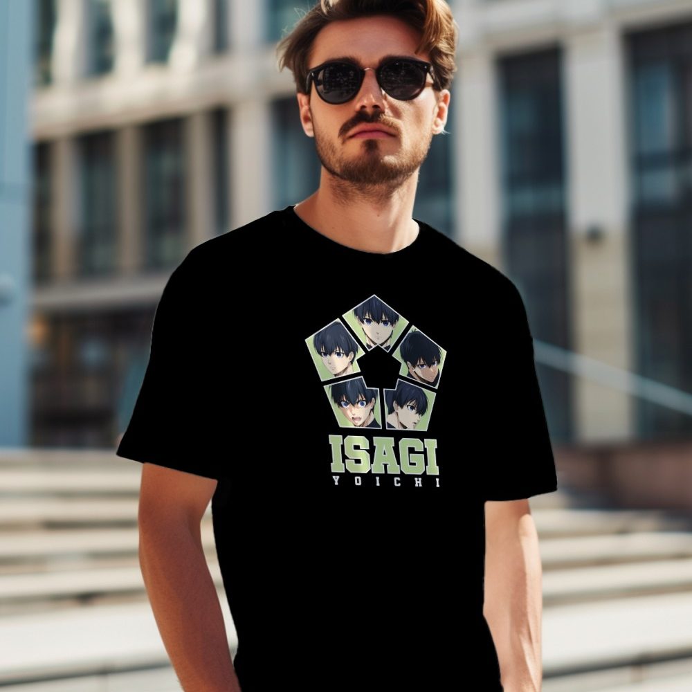 T-shirt Homme Bluelock avec un design de Bluelock Isagi Yoichi blanc