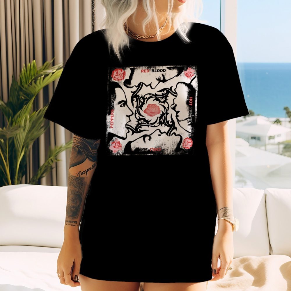 T-shirt oversize coton bio Femme Red Hot Chili Peppers avec un design de RHCP Red Blood