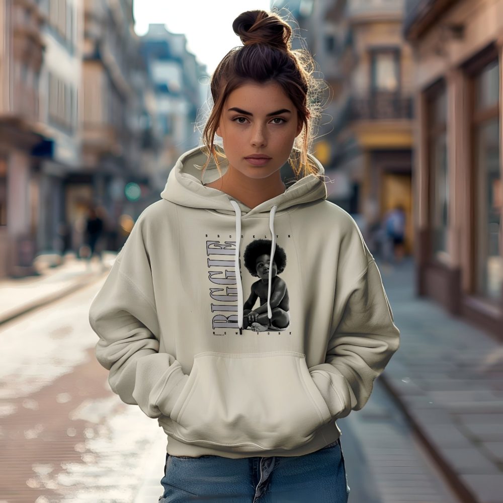 Sweat-shirt à capuche Femme The Notorious B.I.G. avec un design de The Notorious B.I.G. Baby gris
