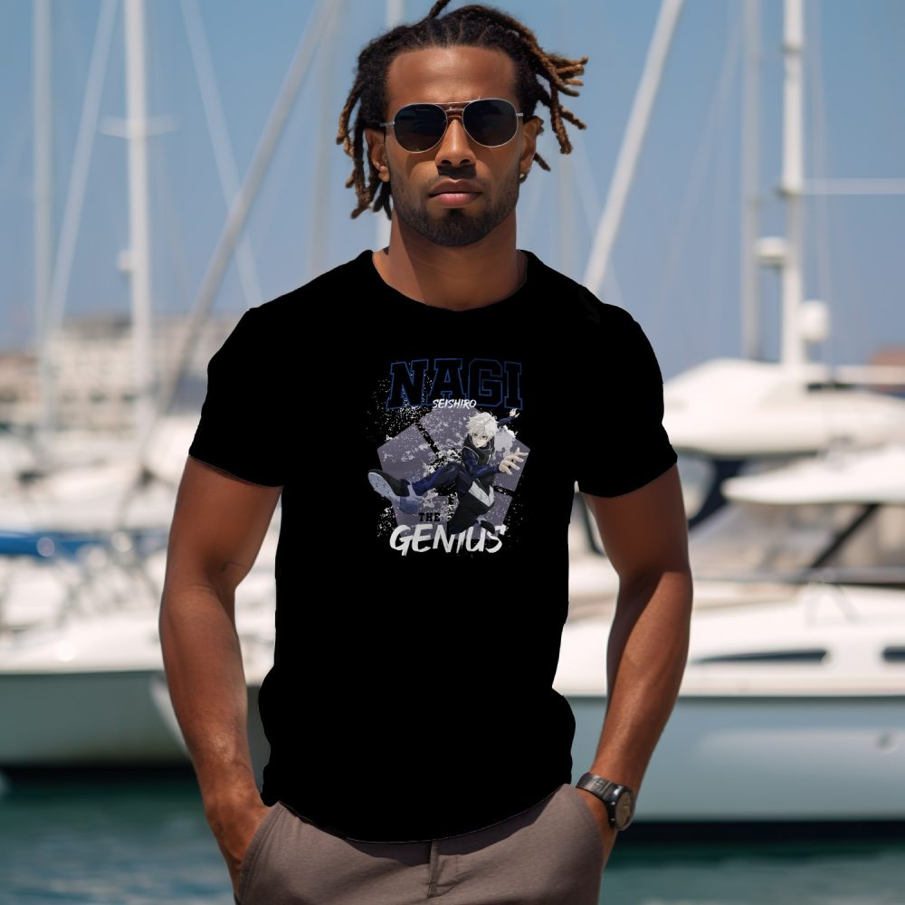 T-shirt Homme Bluelock avec un design de Bluelock Nagi The Genuis blanc