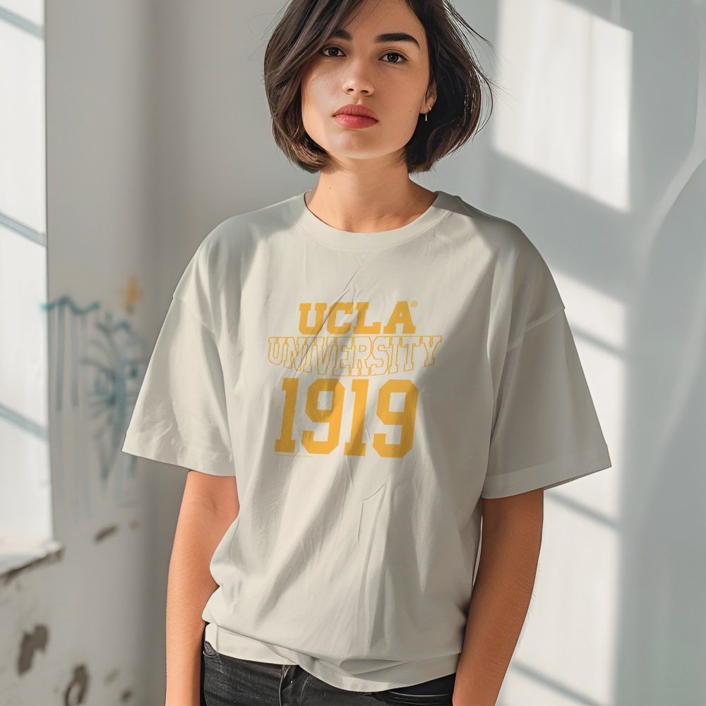 T-shirt bio oversize Femme UCLA avec un design de UCLA University 1919 jaune