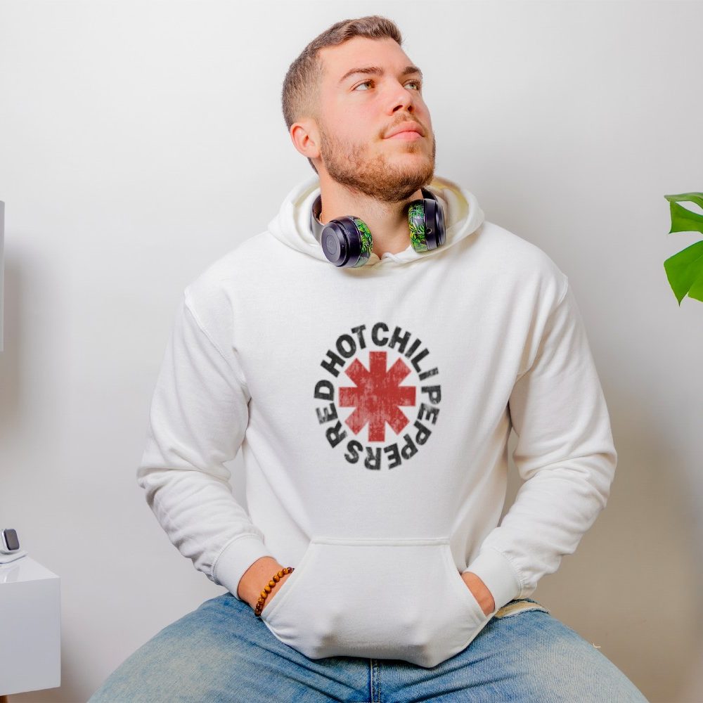 Sweat-shirt à capuche Homme Red Hot Chili Peppers avec un design de RHCP Used noir
