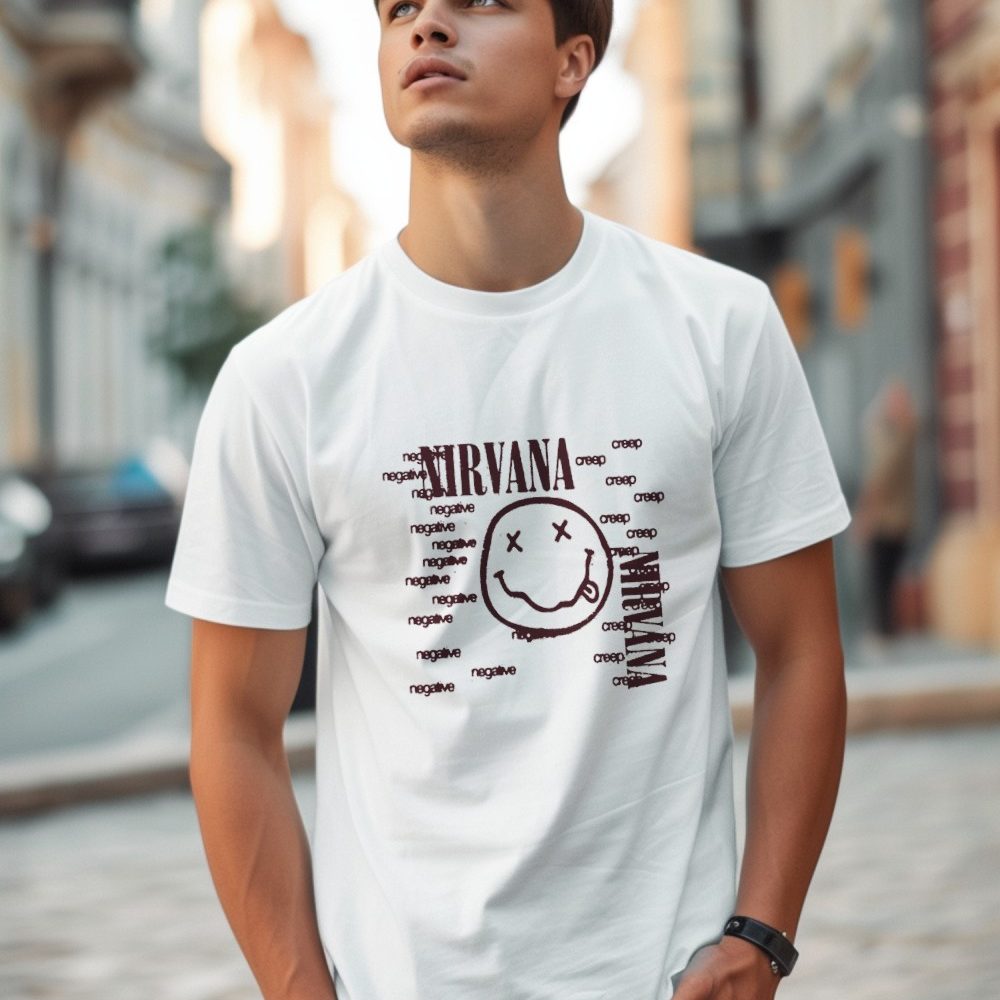 T-shirt homme Nirvana avec un design de Nirvana Negative Creep bordeaux