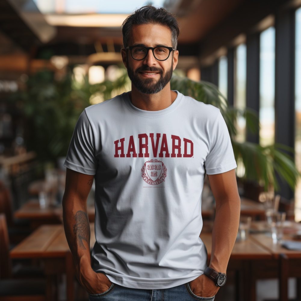 T-shirt Homme Harvard avec un design de Harvard Écusson rouge