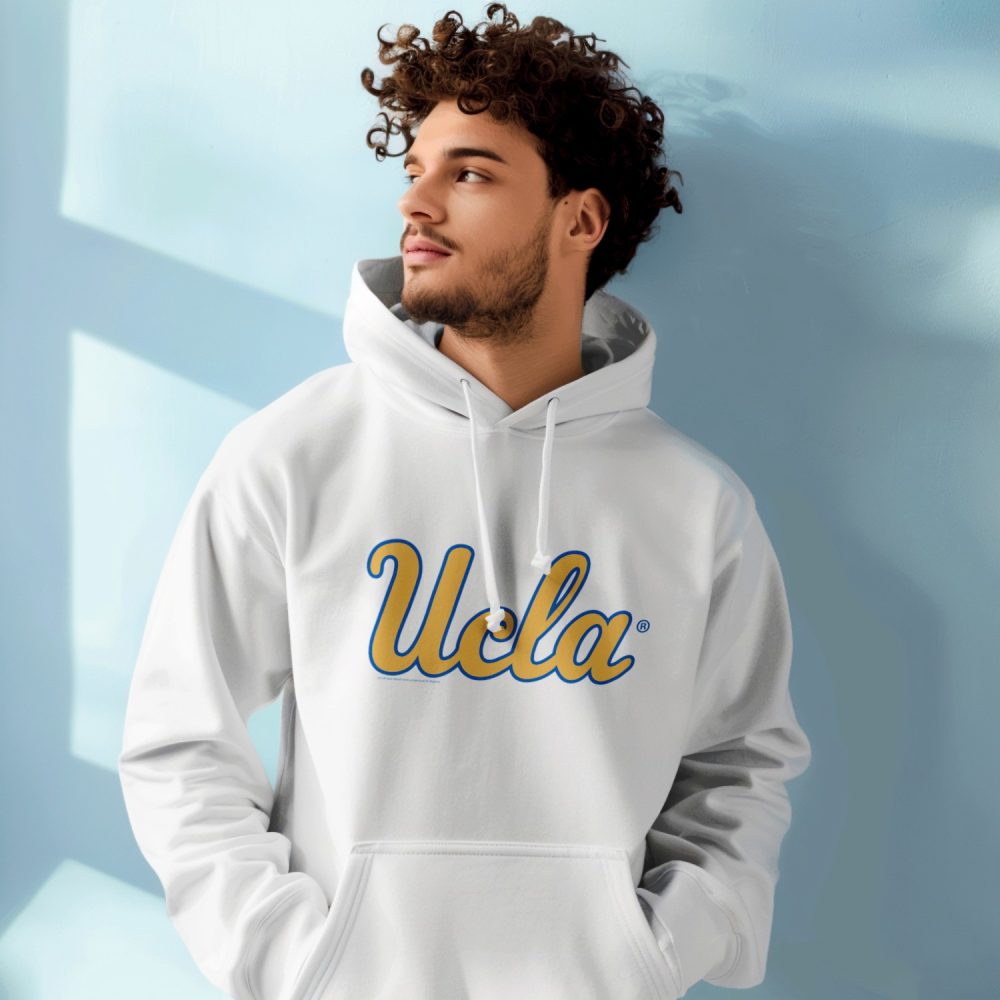 Sweat-shirt à capuche Homme UCLA avec un design de UCLA Curvy jaune contour bleu