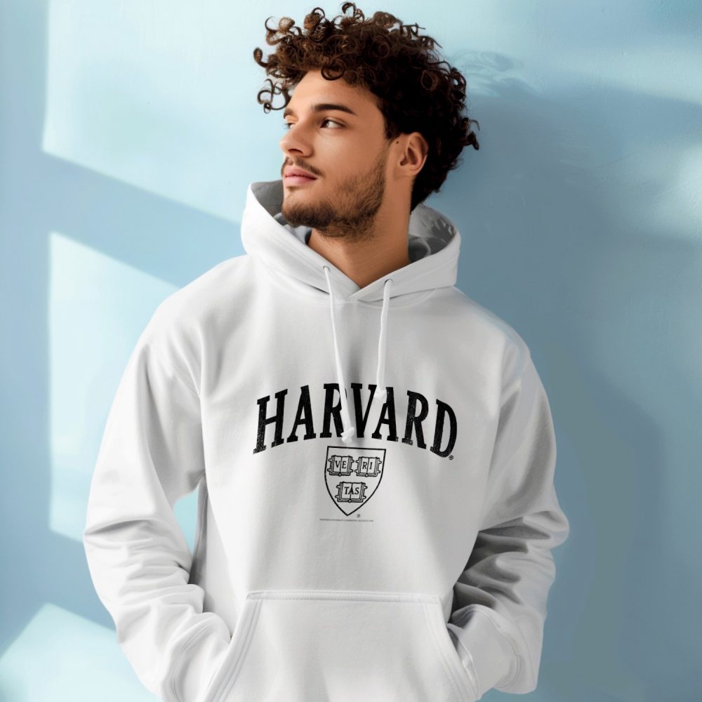 Sweat-shirt à capuche Homme Harvard avec un design de Harvard Arc Écusson Used Contour noir