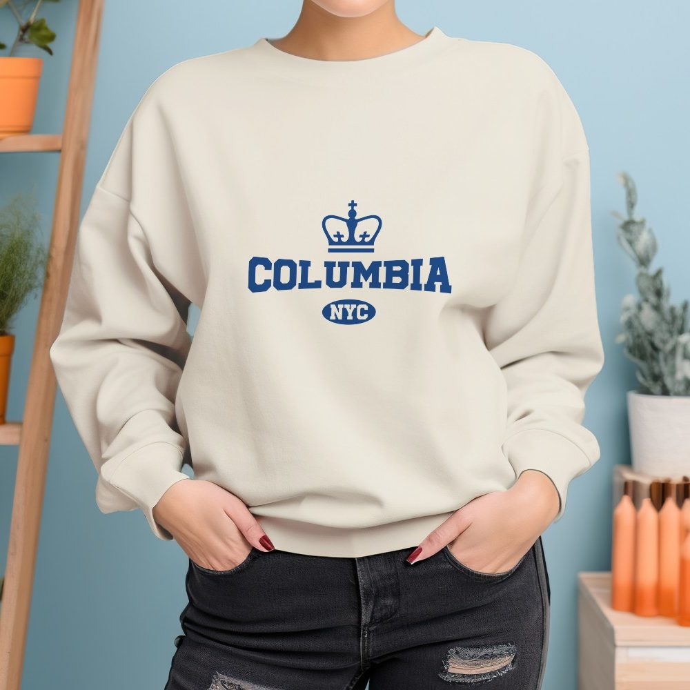 Sweat oversize coton bio femme Columbia avec un design de Columbia NYC bleu