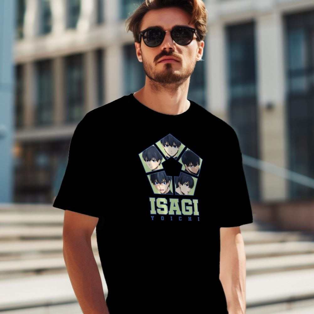 T-shirt Homme Bluelock avec un design de Bluelock Isagi Yoichi bleu