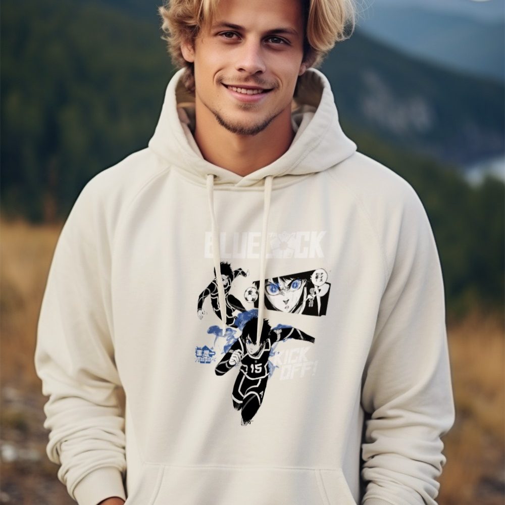 Sweat-shirt à capuche Homme Bluelock avec un design de Bluelock Kick Off blanc