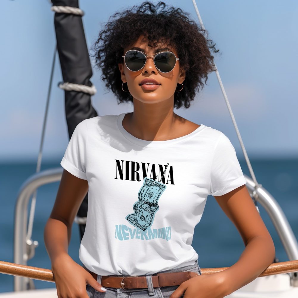 T-shirt femme Nirvana avec un design de Nirvana Nevermind noir