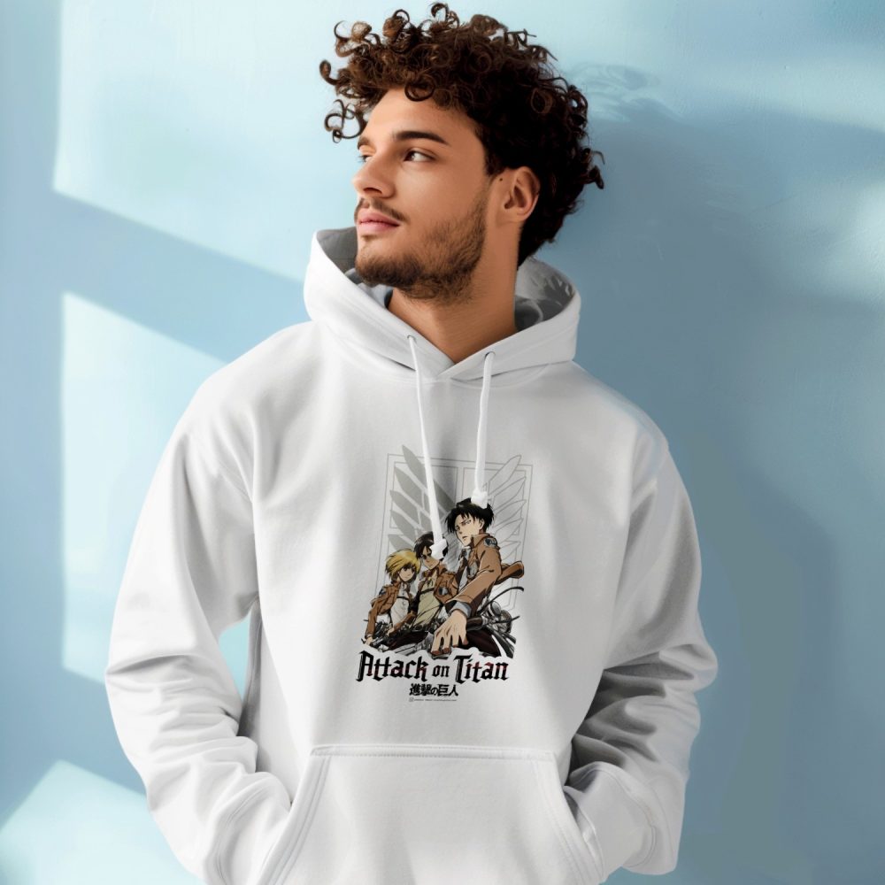 Sweat-shirt à capuche Homme Attack On Titan avec un design de Attack On Titan Group noir