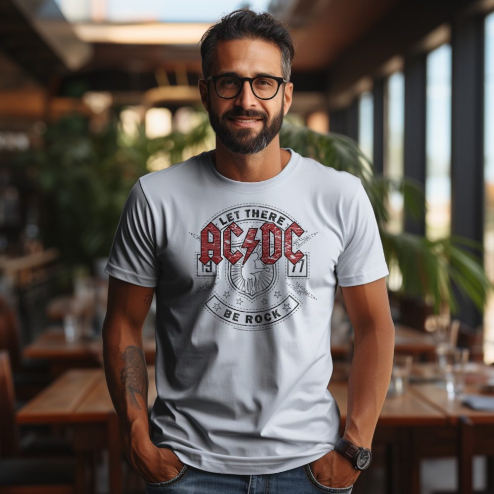 T-shirt Homme ACDC avec un design de ACDC Let There Be Rock noir