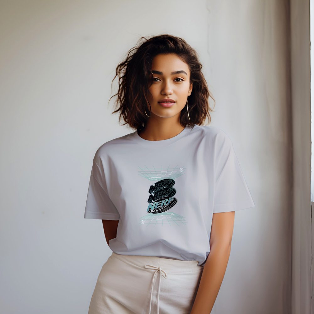 T-shirt oversize coton bio Femme Nerf avec un design de Nerf 3D