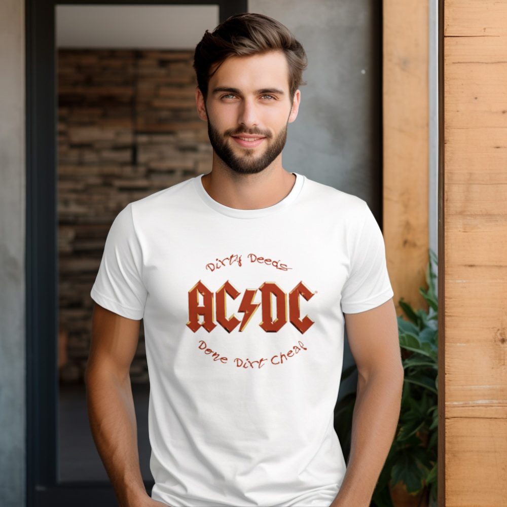 T-shirt Homme ACDC avec un design de ACDC Dirty Deeds Done Dirt Cheap