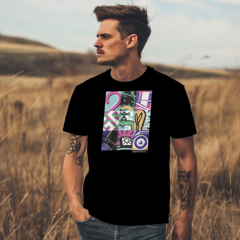T-shirt Homme Monopoly avec un design de Monopoly Symbols blanc