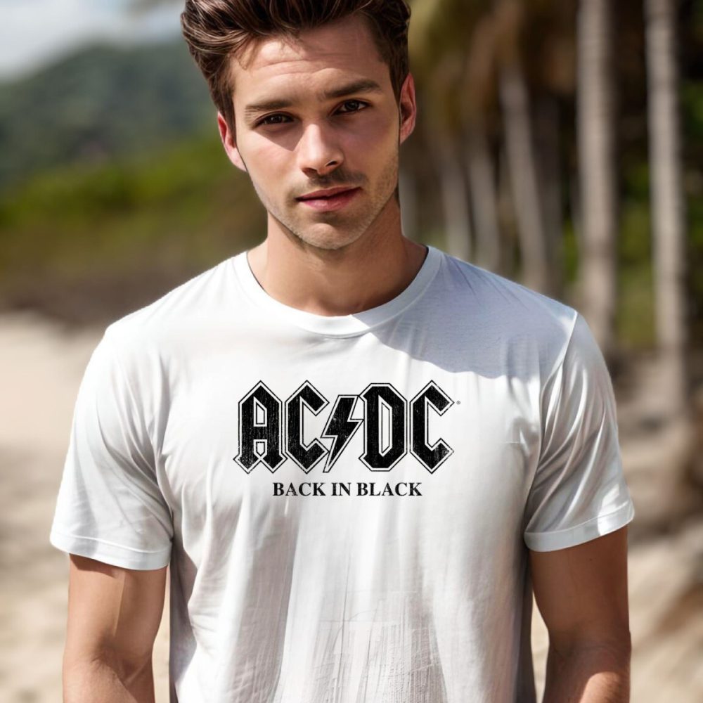 T-shirt Homme ACDC avec un design de ACDC Back in Black noir