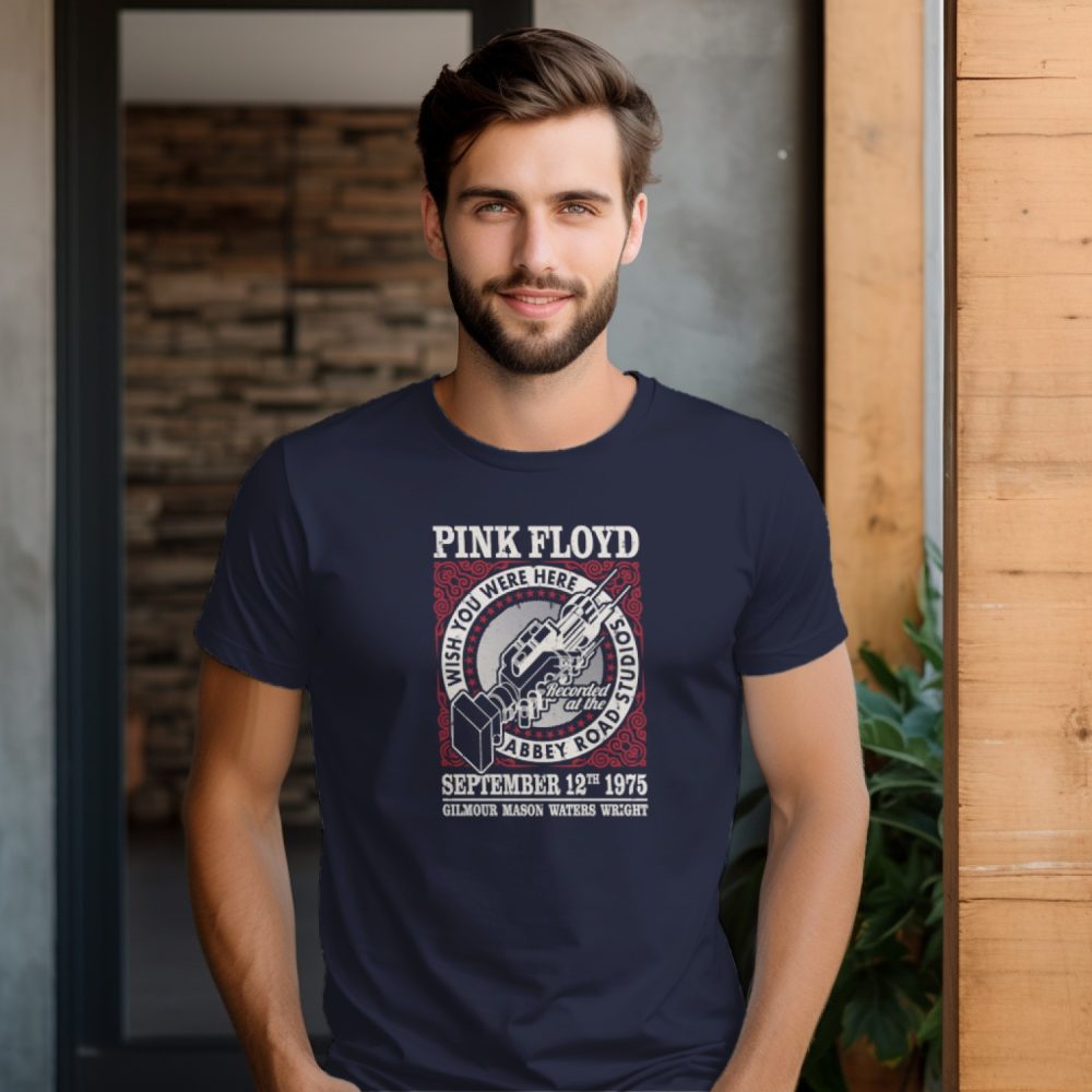 T-shirt homme Pink Floyd avec un design de Pink Floyd 1975 beige