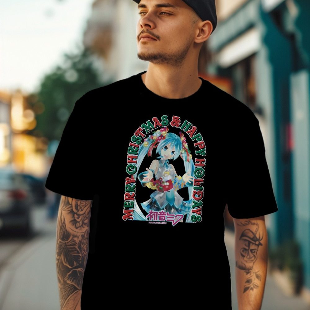 T-shirt Homme Hatsune Miku avec un design de Hatsune Miku Merry Christmas