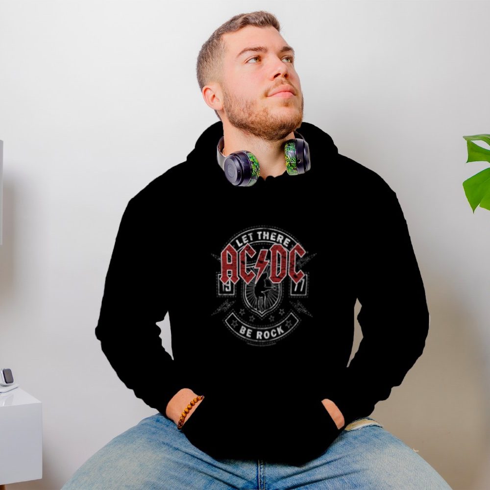 Sweat-shirt à capuche Homme ACDC avec un design de ACDC Let There Be Rock blanc