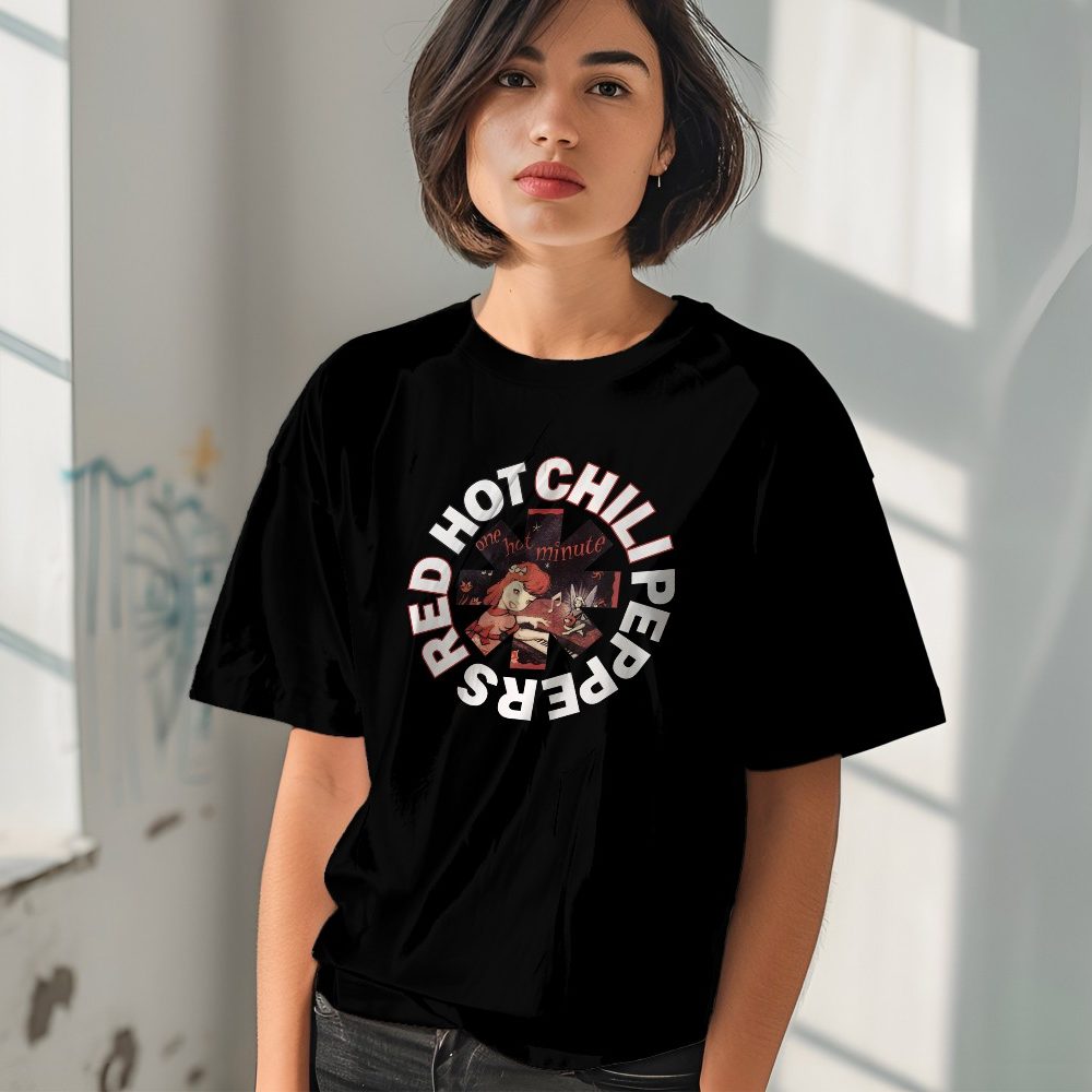 T-shirt oversize coton bio Femme Red Hot Chili Peppers avec un design de RHCP One Hot Minute