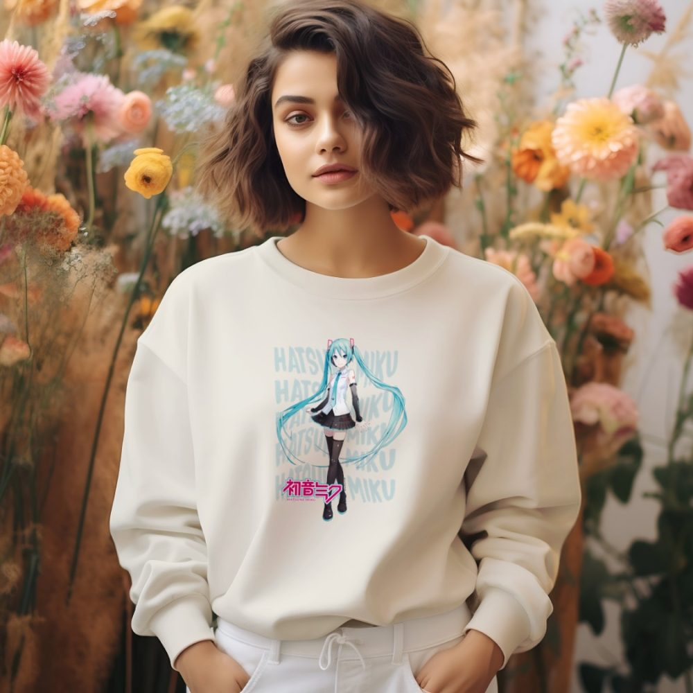 Sweat oversize coton bio Femme Hatsune Miku avec un design de Hatsune Miku Text