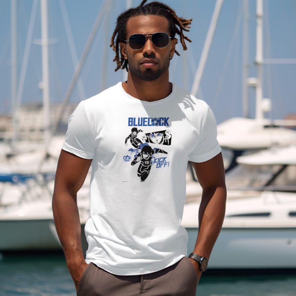 T-shirt Homme Bluelock avec un design de Bluelock Kick Off bleu