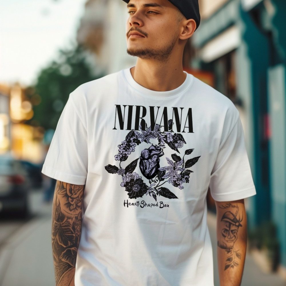 T-shirt homme Nirvana avec un design de Nirvana Heart-Shaped Box