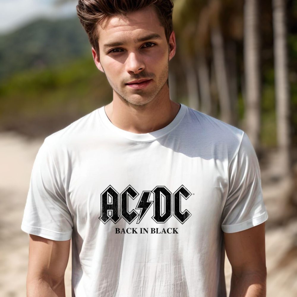 T-shirt Homme ACDC avec un design de ACDC Back in Black noir