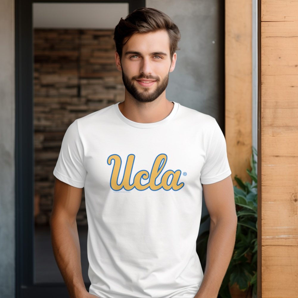 T-shirt Homme UCLA avec un design de UCLA Curvy jaune contour bleu