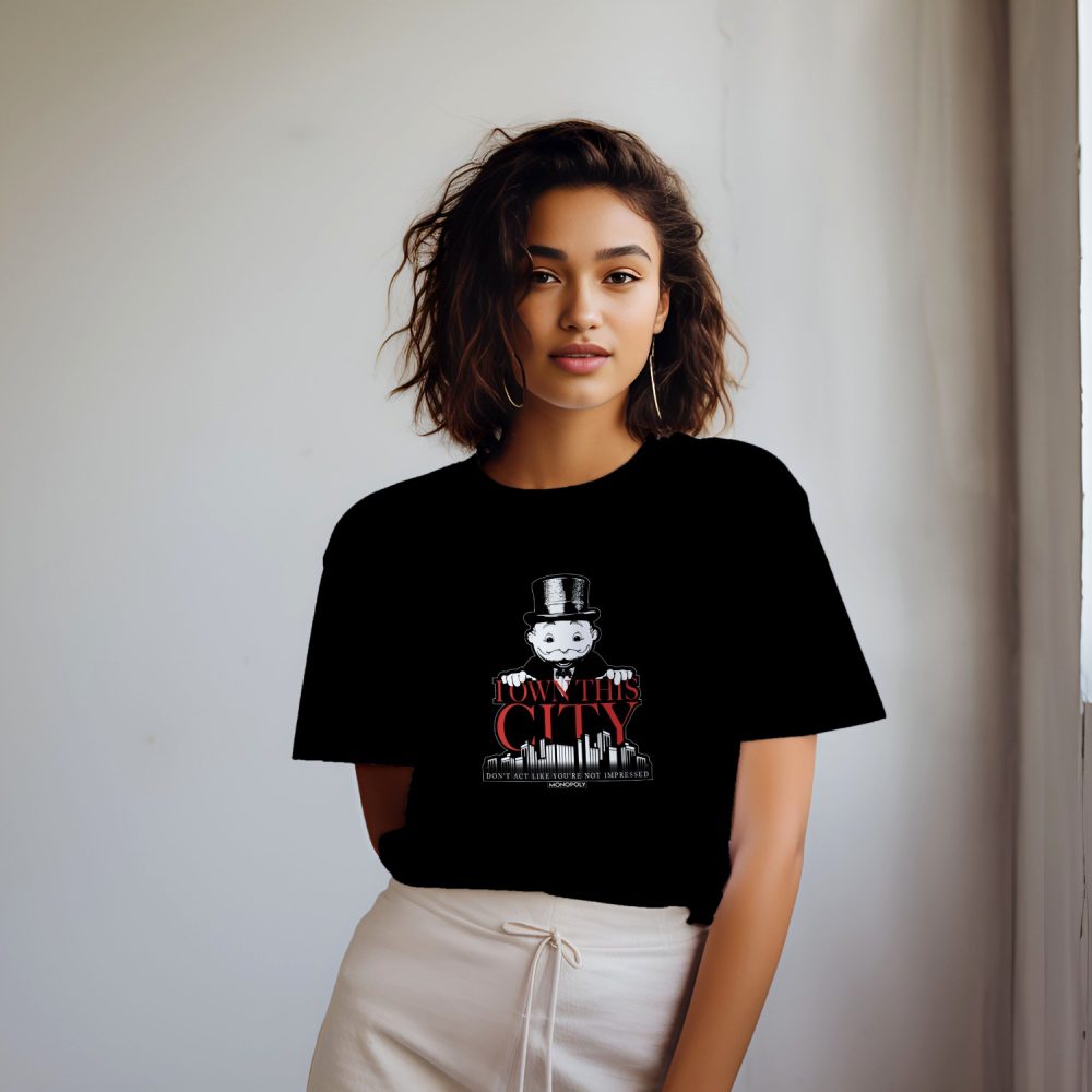 T-shirt oversize coton bio Femme Monopoly avec un design de Monopoly I Own This City blanc