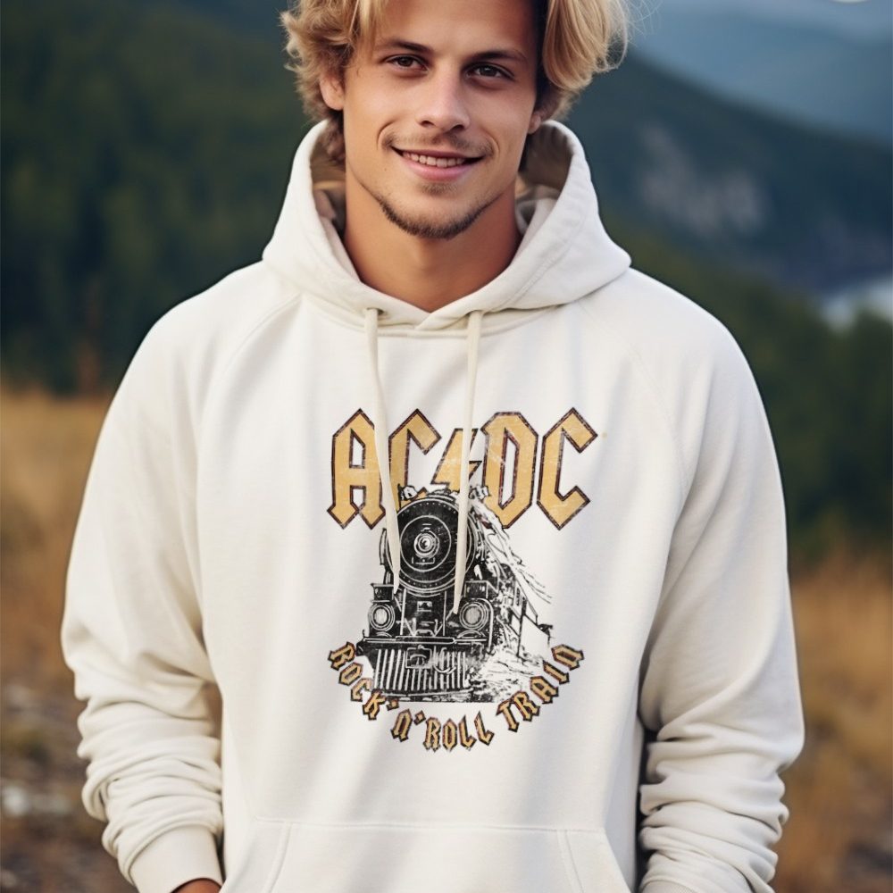 Sweat-shirt à capuche Homme ACDC avec un design de ACDC Rock n' Roll Train noir