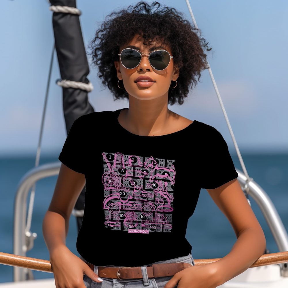 T-shirt Femme Monopoly avec un design de Monopoly Pions violet