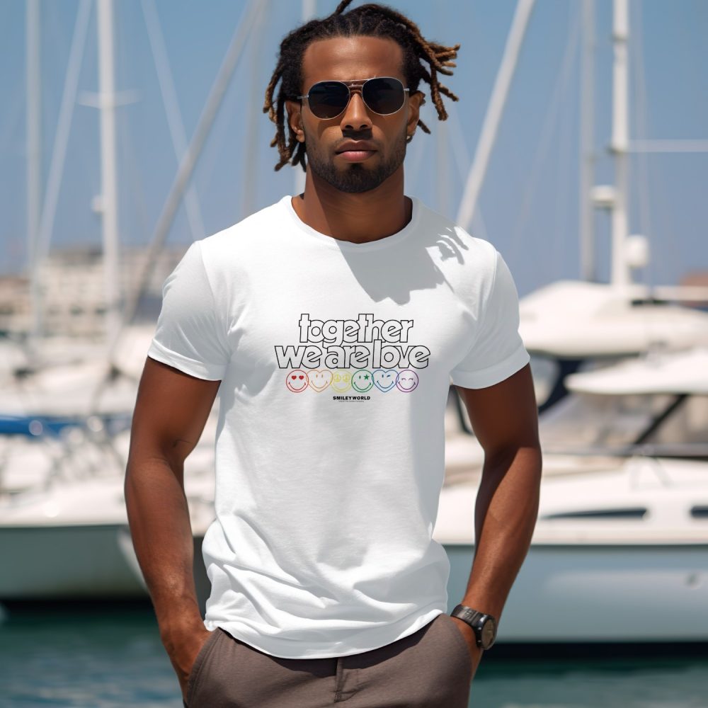 T-shirt Homme Smiley World avec un design de Smiley World Together We Are Love noir