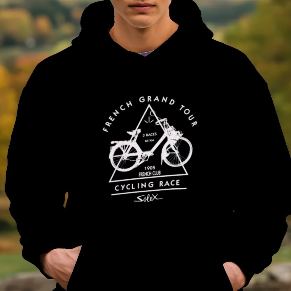 Sweat-shirt à capuche Homme Solex avec un design de Solex French Grand Tour blanc