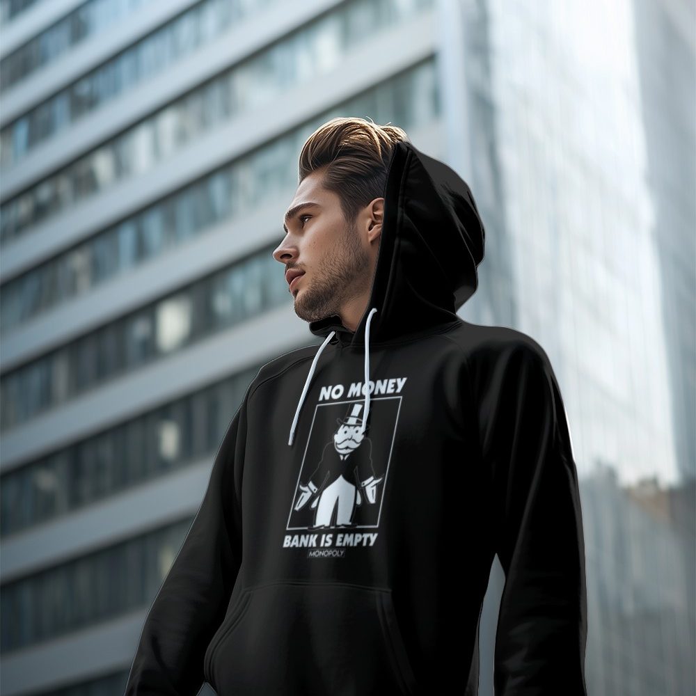 Sweat-shirt à capuche Homme Monopoly avec un design de Monopoly No Money blanc