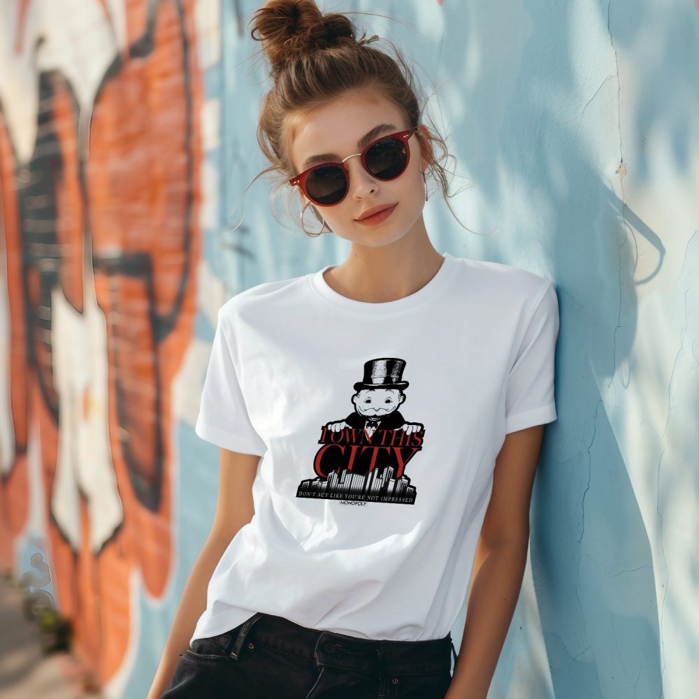 T-shirt Femme Monopoly avec un design de Monopoly I Own This City noir