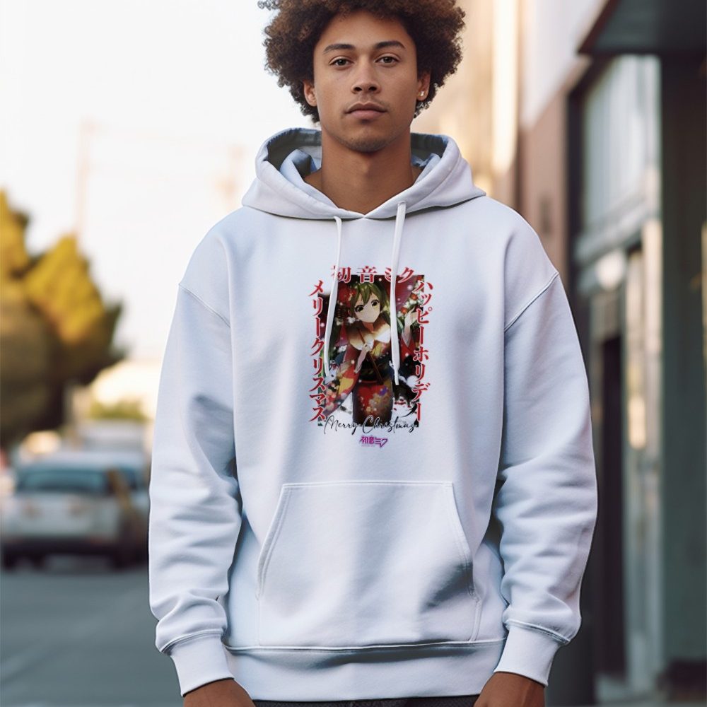 Sweat-shirt à capuche Homme Hatsune Miku avec un design de Hatsune Miku Christmas
